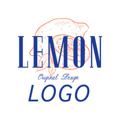 Lemon logo original design, retro emblem for shop, cafe, restaurant, cooking business, brand identity vector Illustration on a white background