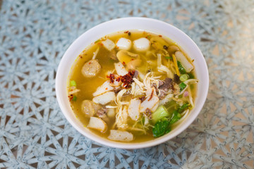 Malaysian mixed meat noodle soup