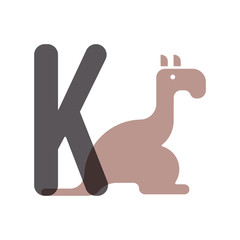 Cute cartoon kangaroo flat vector style. Simple and adorable kangaroo illustration. Letter K for the Kangaroo