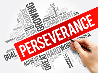 Perseverance word cloud collage, business concept background