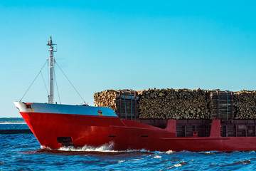 Cargo ship with wood