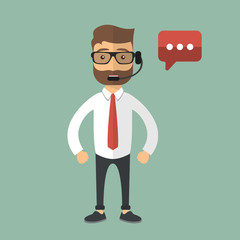 Support service concept. Flat design illustration with icons. Technical support assistant.