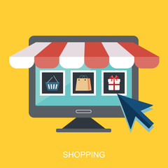 Icon shop online, business icon flat design. App Icons, Web Ideas Network Page, Virtual Shopping, Vector