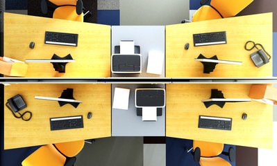 Schreibtisch im Büro mit Gegenständen