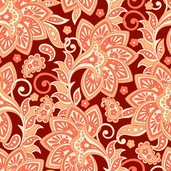floral vector illustration in damask style. ethnic background