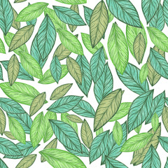 Seamless pattern. Leaf illustration.Nice illustration for notebook cover, book, wallpaper, fabric, textile,texture, postcard, scrapbook, valentin's day, Mother day, poster, tape or other design