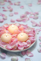 Pink roses and candles
