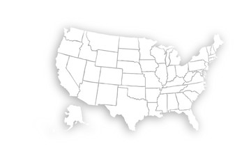 Mapa blanco de los Estados Unidos de América.