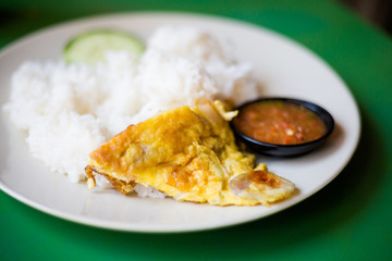Malaysian egg omelette with rice