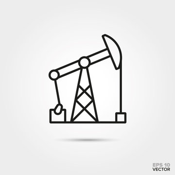 Pumpjack vector line icon. Fossil fuel and energy industry symbol.