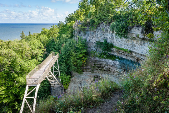 Ontika Limestone cliff and Valaste waterfall. Estonia.