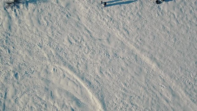 Drone flight in snowy mountains of Greece. Locations - Ziria Ski Center. Multiple moves and shots. Great view.
