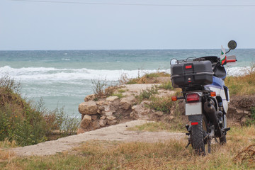 Motorcycle on the sea coast