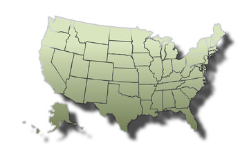 Mapa verde de los Estados Unidos de América. © Gabrieuskal
