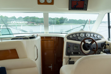 Helm of a small cruise liner