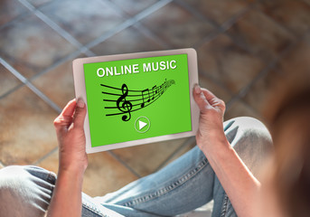Online music concept on a tablet