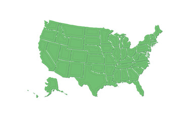 Fototapeta premium Mapa verde de los Estados Unidos de América.
