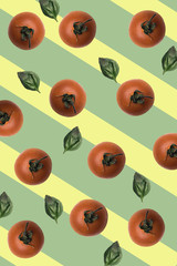 funny representation of cherrytomatoes and basil, basis icons of italian cuisine, pop minimal design