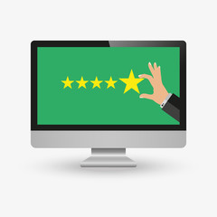 Customer service star rating. Concept of voting on the web site, leaving feedback.
