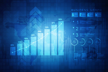 2d rendering Stock market online business concept. business Graph
