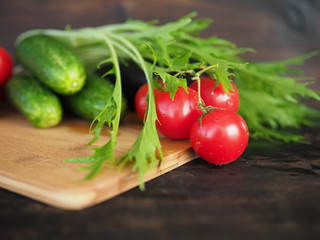 vegetables on a dark background, close-up
