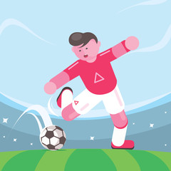 Soccer shooting like a pro. Shooting ball vector illustration