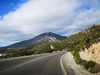 A road through mountainous landscape