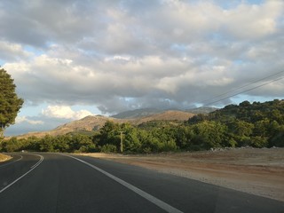 A road through mountainous landscape