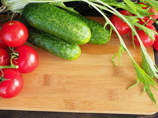 vegetables on a dark background, close-up
