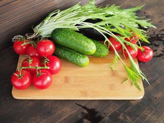 vegetables on a dark background, close-up