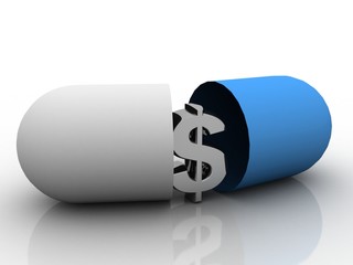 3d rendering Dollar symbol in capsule