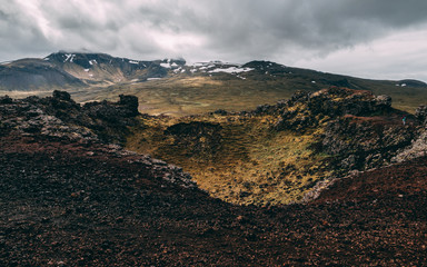 saxholl crater in iceland. volcanic crater in iceland national park Snæfellsjökull © Scenessence