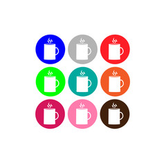 Multicolored icon set with mug. Icon of breakfast