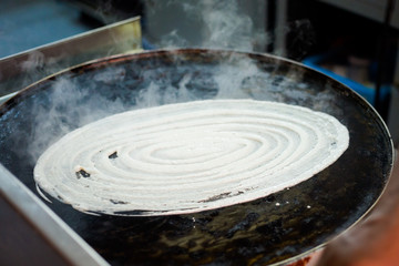 Malaysian roti pancake bread baking