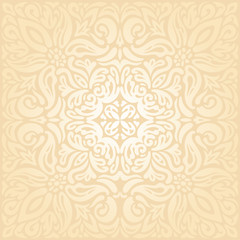 Bridal Retro wedding pale peach ecru invitation mandala background design in vintage style