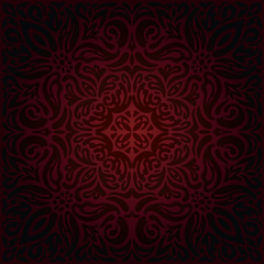 Dark red brown floral wallpaper seamless vector decorative design background in vintage style mandala