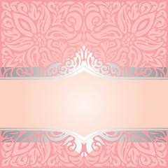 Pink & silver gentle retro decorative invitation trendy mandala vector wallpaper design in vintage style