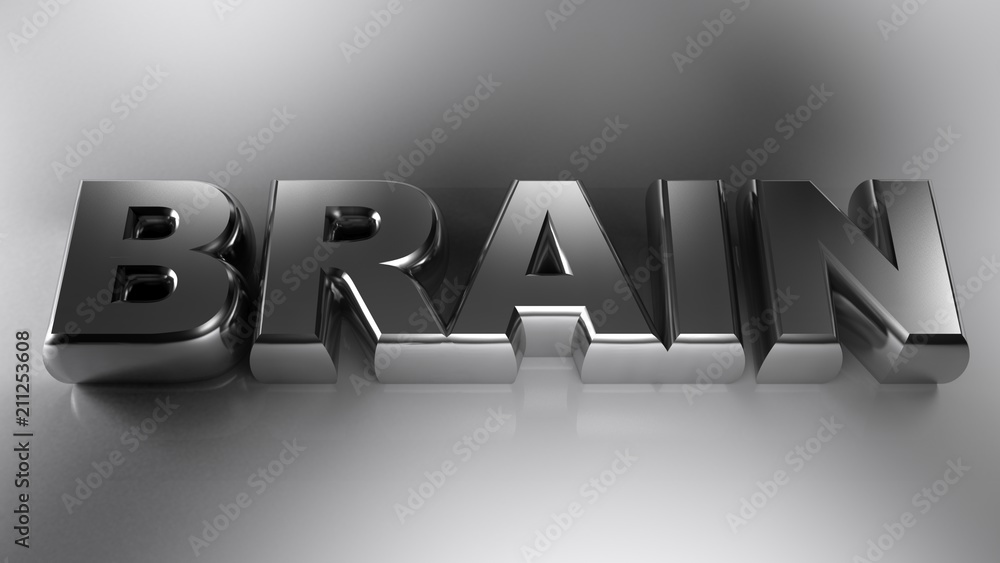 Fototapete brain write metallic chrome - 3d rendering