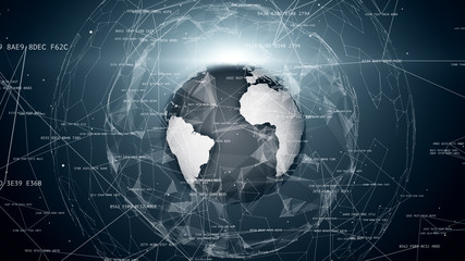 Global network connections around the earth