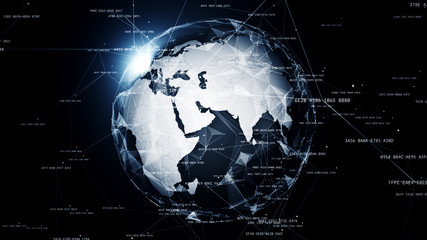 Fototapeta premium Global network connections around the earth