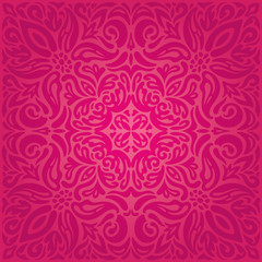 Retro floral red vector pattern wallpaper background fashion invitation mandala design template in vintage style