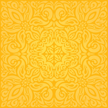 Yellow colorful floral wallpaper background mandala floral pattern fashion  decoartive trendy design Stock Vector | Adobe Stock
