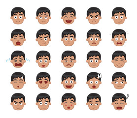 Boy Emotion Faces Vector Illustration 1