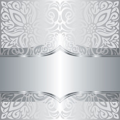 Silver shiny floral vintage pattern wallpaper mandala background design