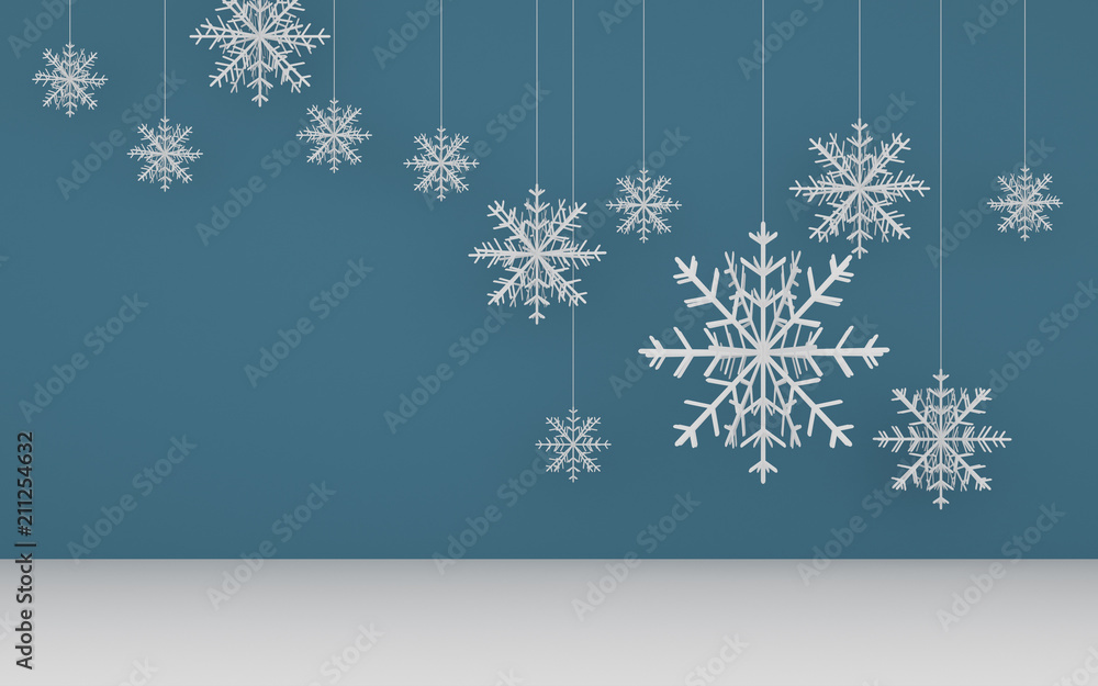 Poster paper art scene of snow flake on pastel background,minimal concept of forest in the night,idea for x