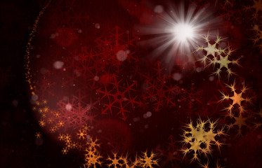 Obraz premium Illustration of a red Christmas snowflake pattern, textured abstract background.