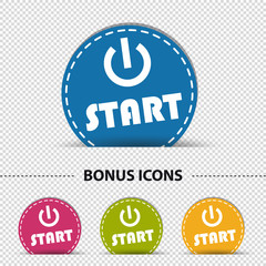 Four Colorful Round Start Power Buttons - Vector Illustration - Isolated On Transparent Background