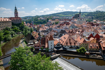 Fototapeta premium Aerial view of Old Town Cesky Krumlov