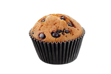 cupcake with chocolate chips isolated on white background isolated