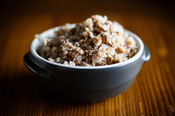 buckwheat boiled in a ceramic bowl